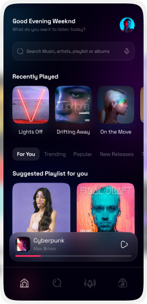 Music player homepage